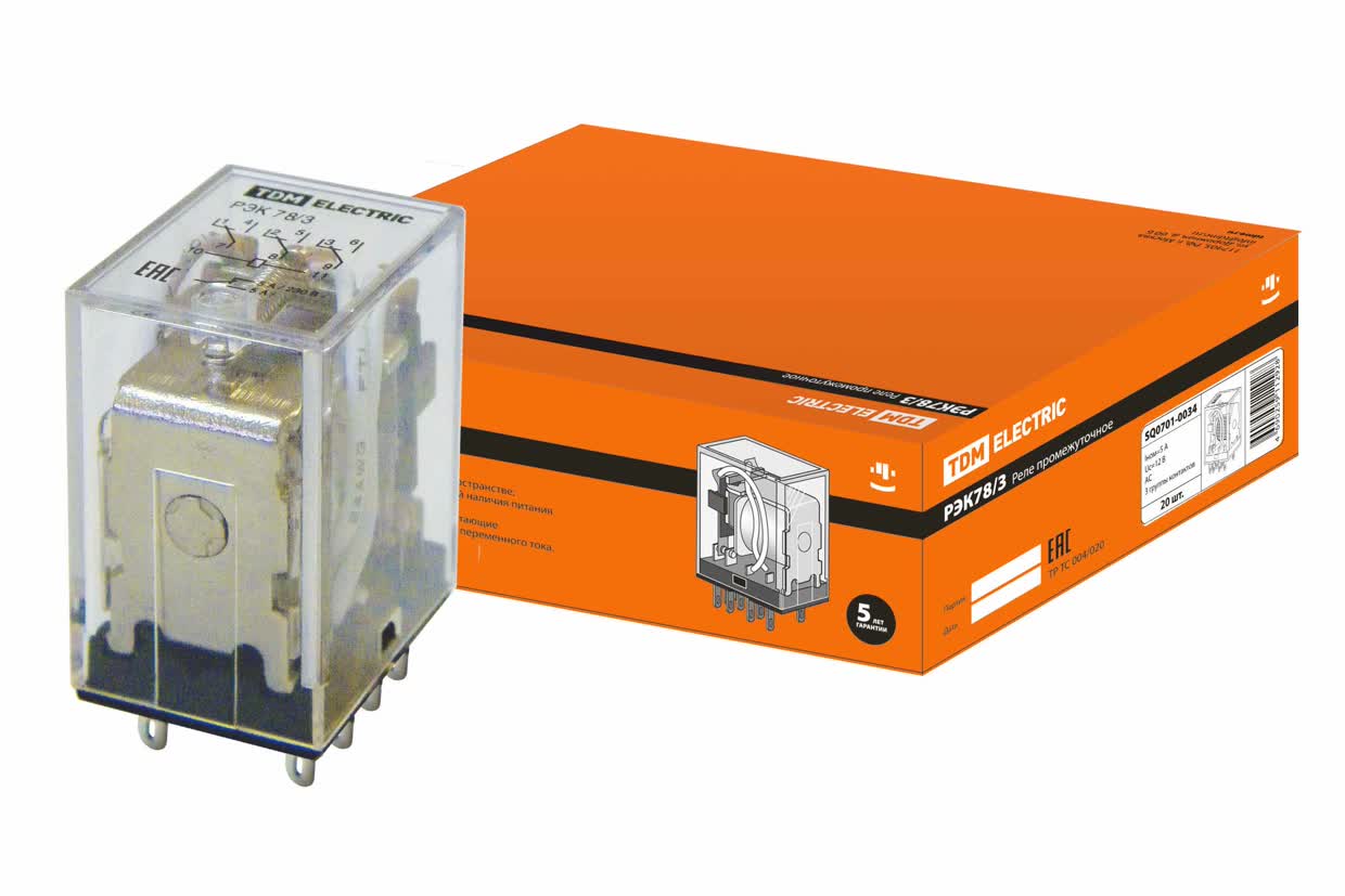 TDM Реле РЭК78/3 5А 12В AC TDM — 10.00Вт IP20