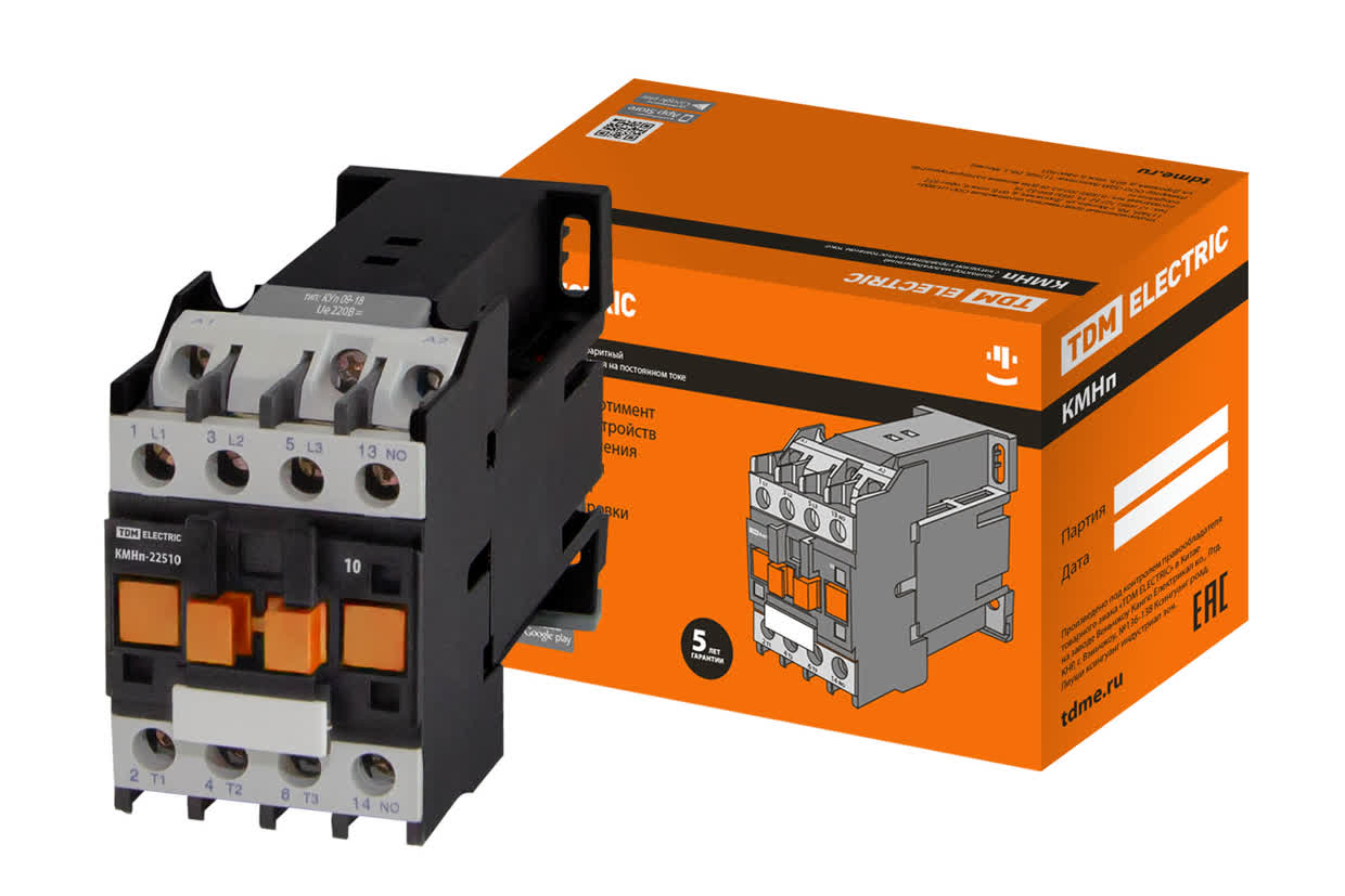TDM Контактор КМНп-22510 25А 220В/АС3 1НО TDM — 220.00Вт IP20