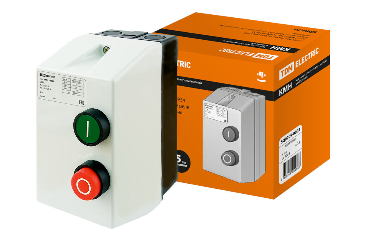 TDM Контактор КМН10960 9А в оболочке Ue=380В/АС3 IP54 TDM — 10.00Вт IP20