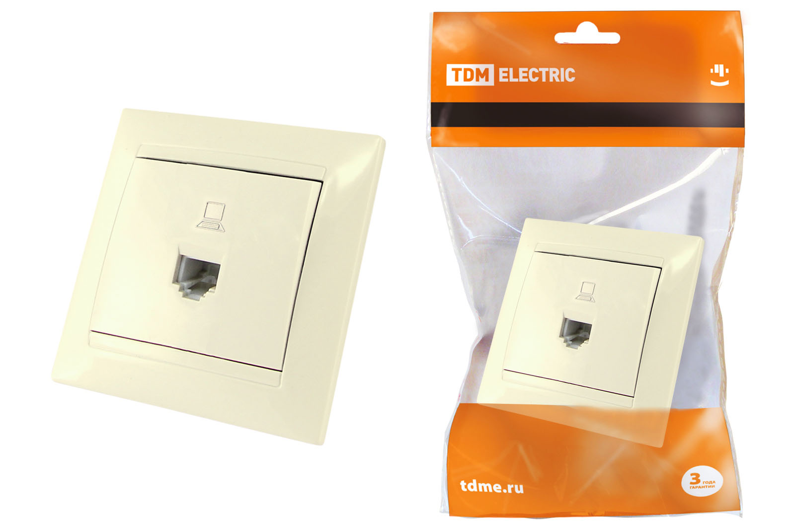 TDM Розетка компьютерная RJ45  сл. кость "Лама" TDM — 10.00Вт IP20