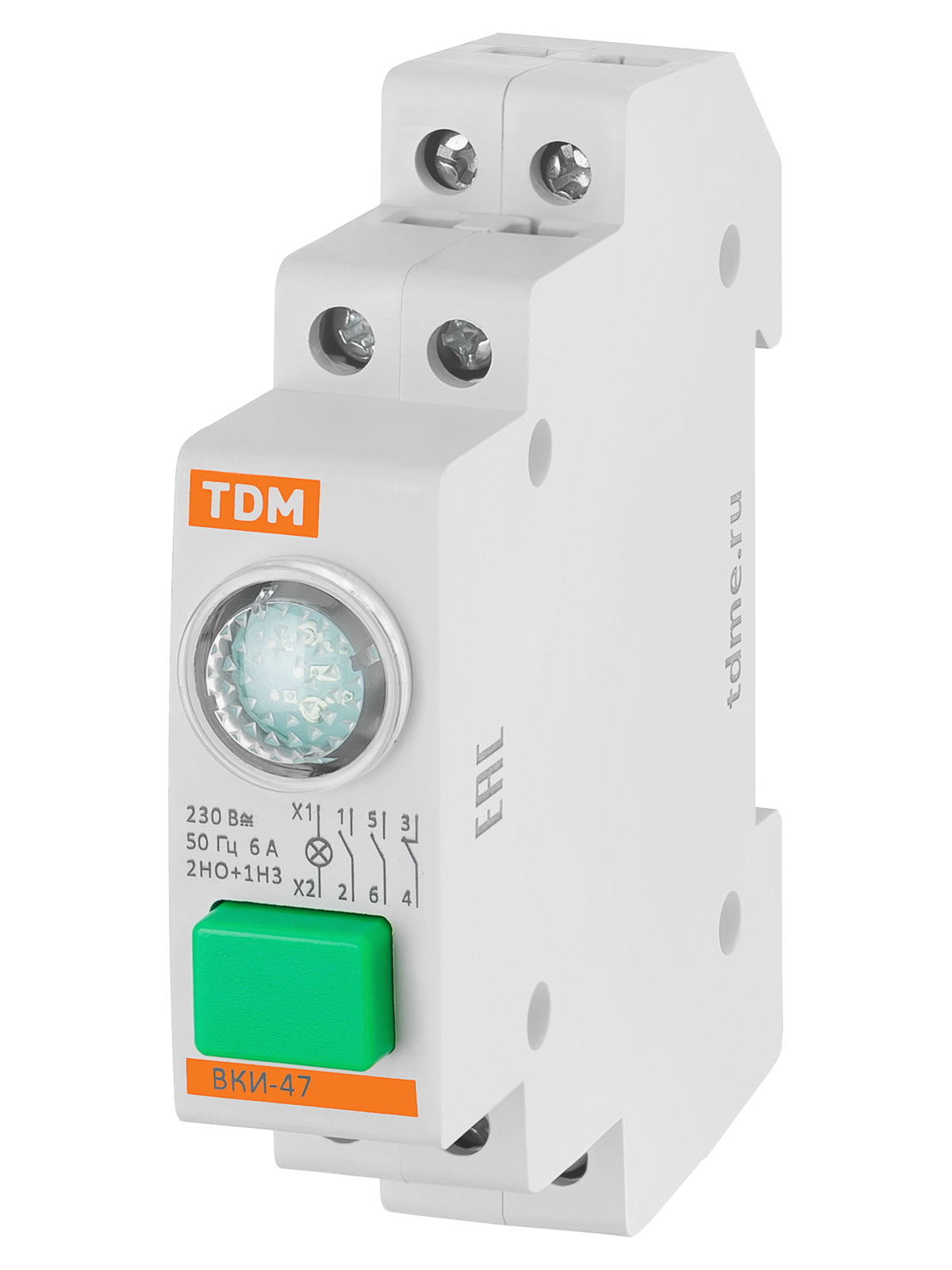 TDM Выключатель кнопочный с индикацией ВКИ-47 зеленый (LED) 2НО;1НЗ AC/DC TDM — 10.00Вт IP20